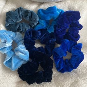 blue felt scrunchies